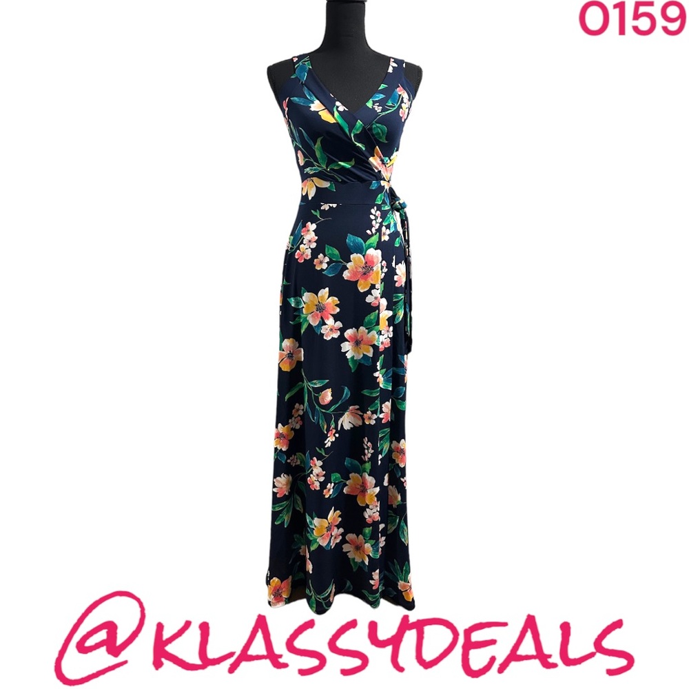 Market & Spruce Navy Hellena Faux Wrap Knit Maxi Dress NWT